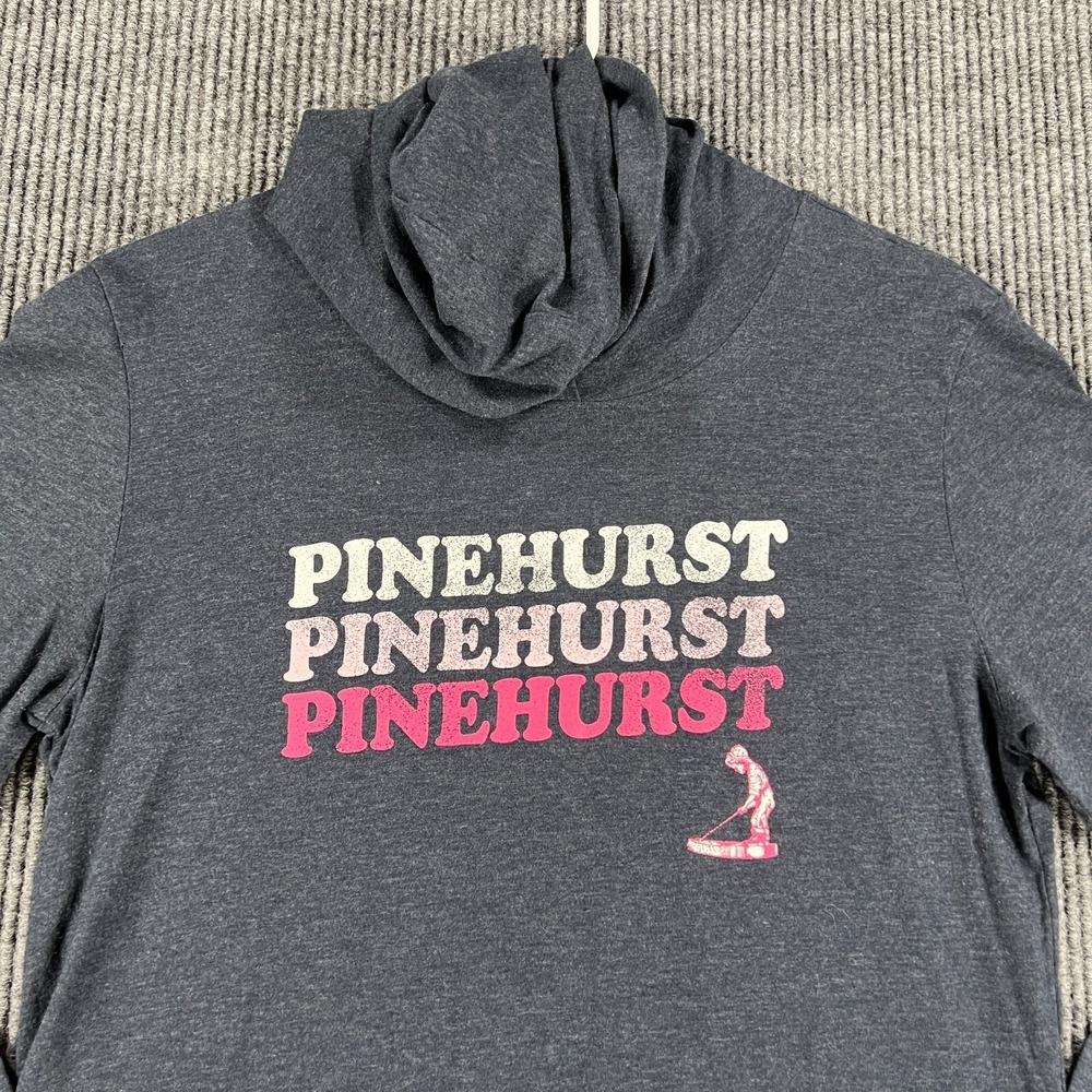 Pinehurst Shirt Womens Large Blue Long Sleeve Hooded Casual Golf Outdoor '47